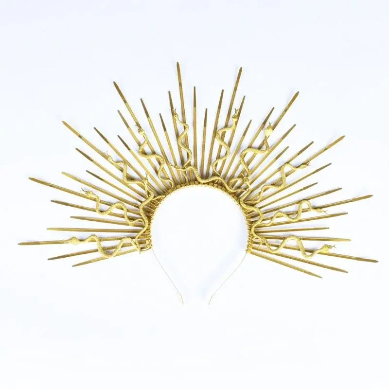 39BB Unisex Gothic Punk Snake Hair Hoop Artistic Hairband for Rock Concerts Livehouse Snake Spiked Dark Headpiece
