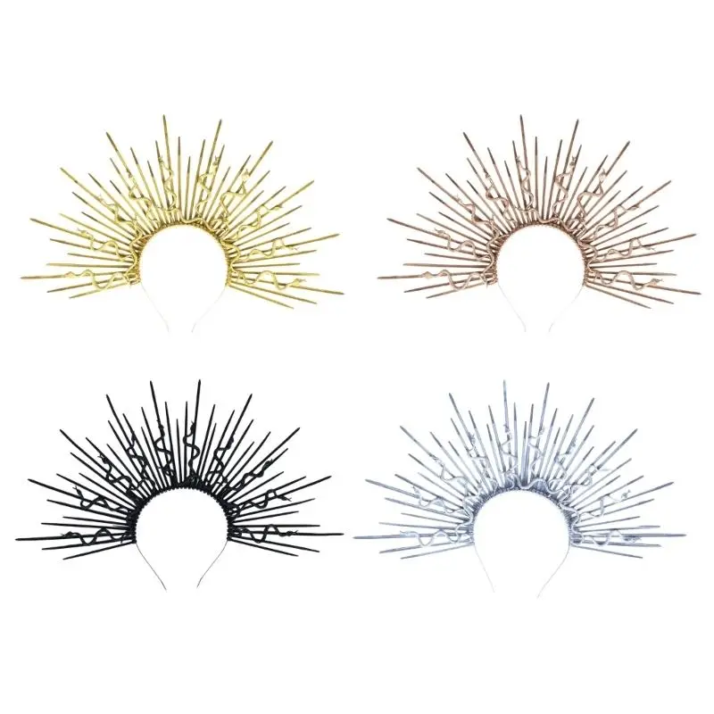 39BB Unisex Gothic Punk Snake Hair Hoop Artistic Hairband for Rock Concerts Livehouse Snake Spiked Dark Headpiece