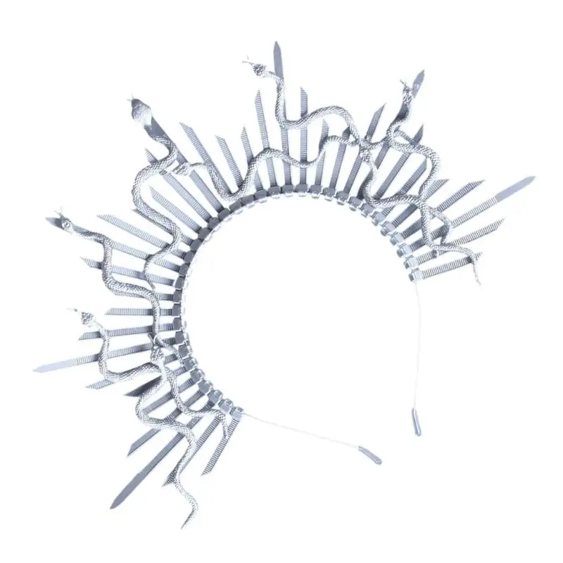 652F Gorgon Snake Hairhoop Halloween Costume Props Headband Tiaras Headdress Women Girl Cosplay Headwear Carnivals Headpiece