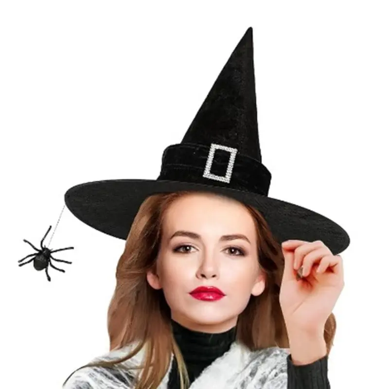 39BB Adult Size Halloween Hat Magical Themed Long Witch Hat Colorful Witch Hat