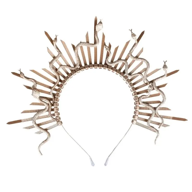652F Gorgon Snake Hairhoop Halloween Costume Props Headband Tiaras Headdress Women Girl Cosplay Headwear Carnivals Headpiece