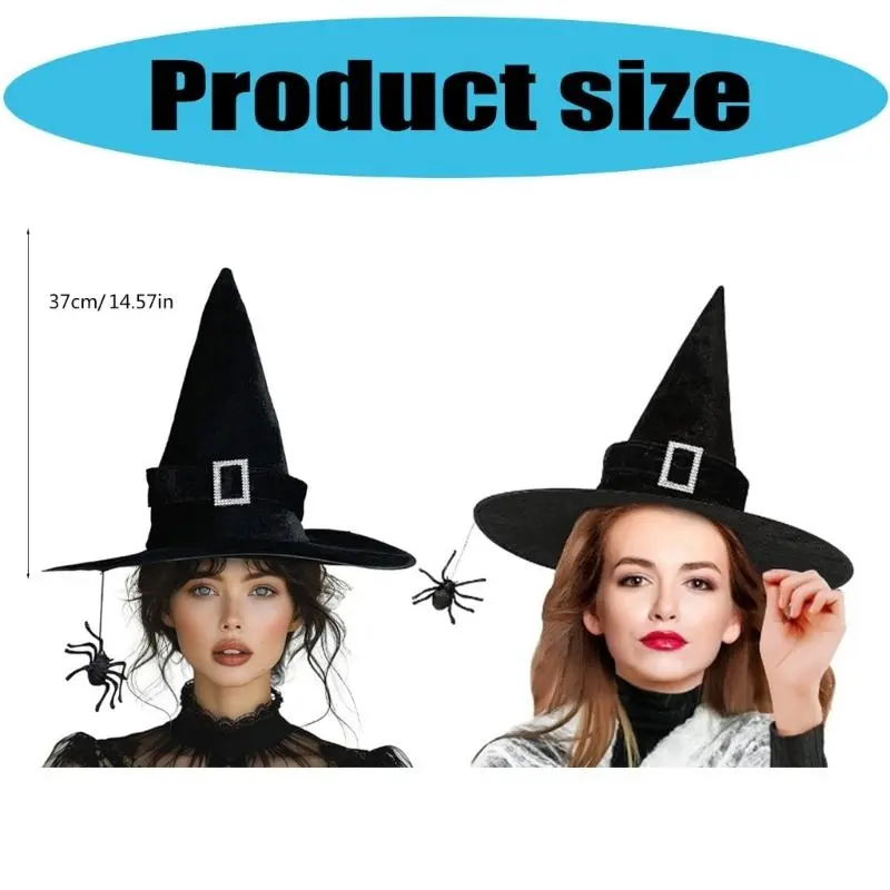 39BB Adult Size Halloween Hat Magical Themed Long Witch Hat Colorful Witch Hat