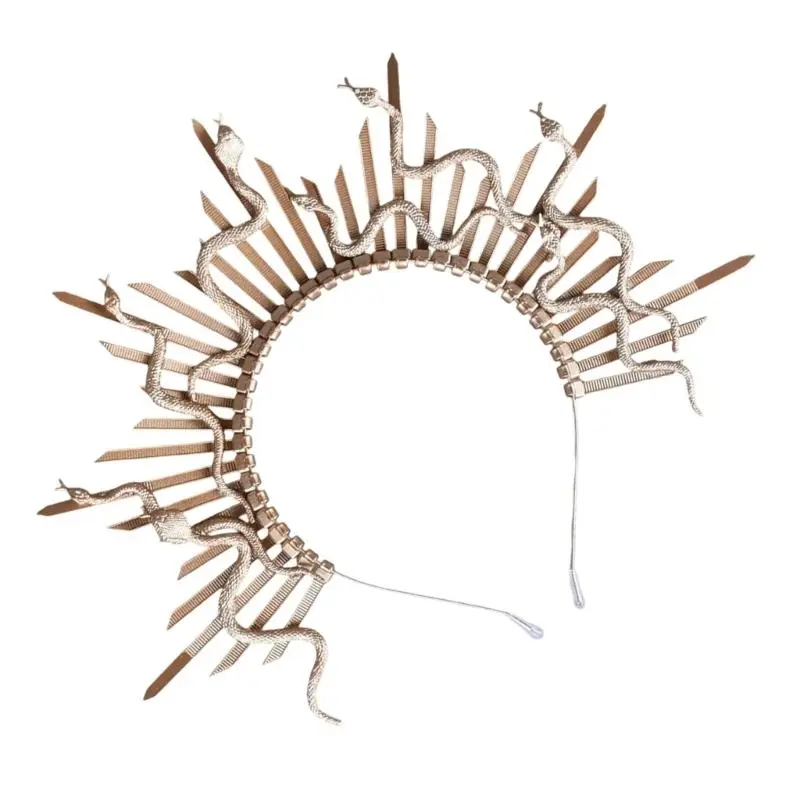 652F Gorgon Snake Hairhoop Halloween Costume Props Headband Tiaras Headdress Women Girl Cosplay Headwear Carnivals Headpiece