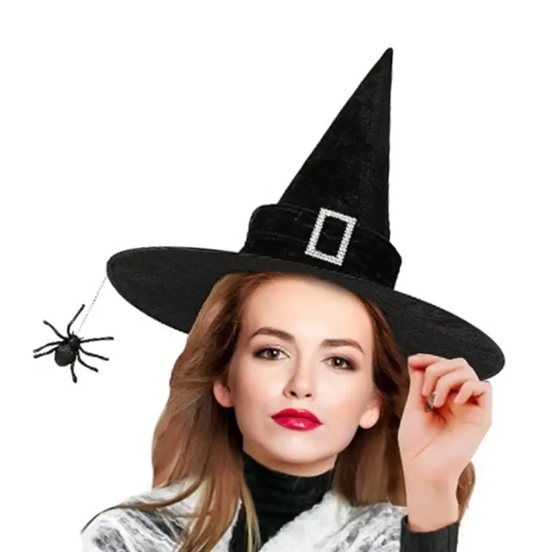 39BB Adult Size Halloween Hat Magical Themed Long Witch Hat Colorful Witch Hat
