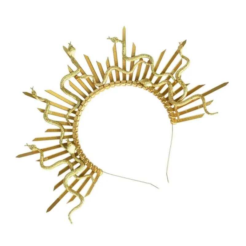 652F Gorgon Snake Hairhoop Halloween Costume Props Headband Tiaras Headdress Women Girl Cosplay Headwear Carnivals Headpiece