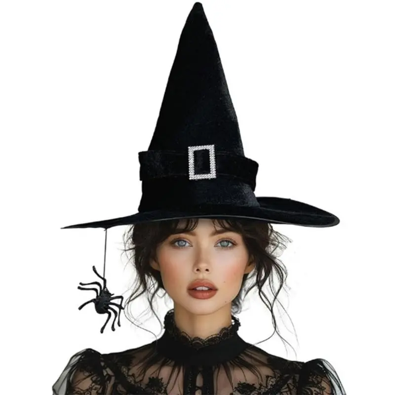 39BB Adult Size Halloween Hat Magical Themed Long Witch Hat Colorful Witch Hat