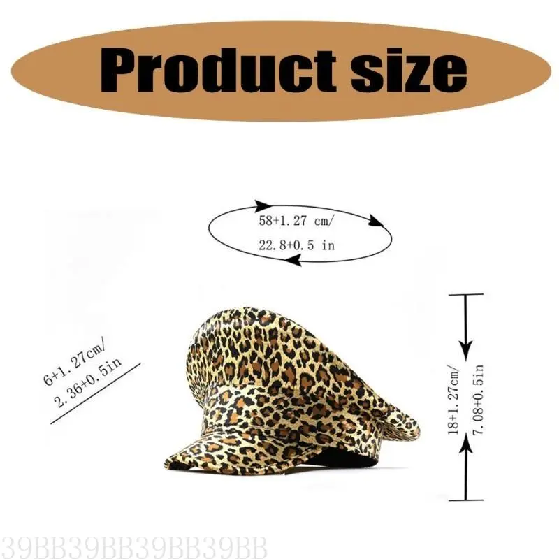 39BB Leopard Print Bridal Hat Captain Hat for Photography Carnivals Cocktail Parties