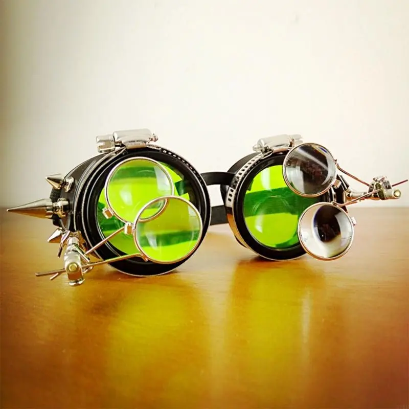 652F Steampunk Glasses Gothic Steampunk Goggles Halloween Cosplay Goggles Steampunk Costume Accessories for Theme Party