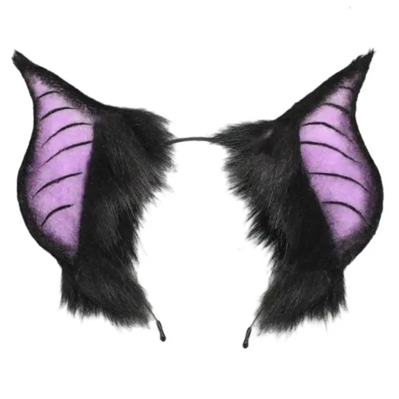 39BB Festival Bat Wing Headgear Cosplay Bat Costume Hair Hoop Plush Bat Ears Headwear for Creative Daily Wear