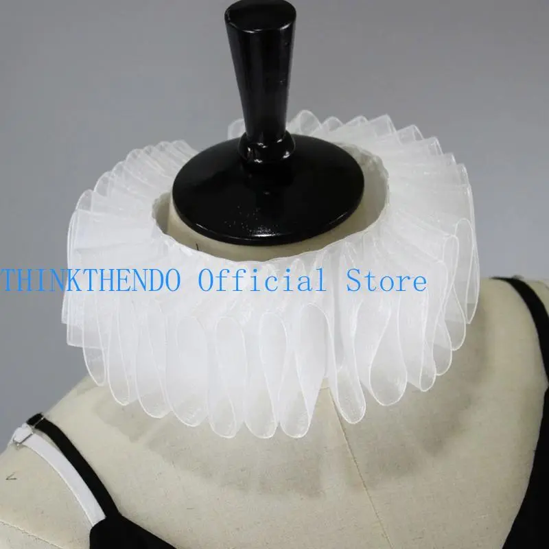 39BB Collar and Cuff Set Victorian Costume Halloween Cosplay Costume Accessories Wrist Cuffs Ruffled Neck Collar