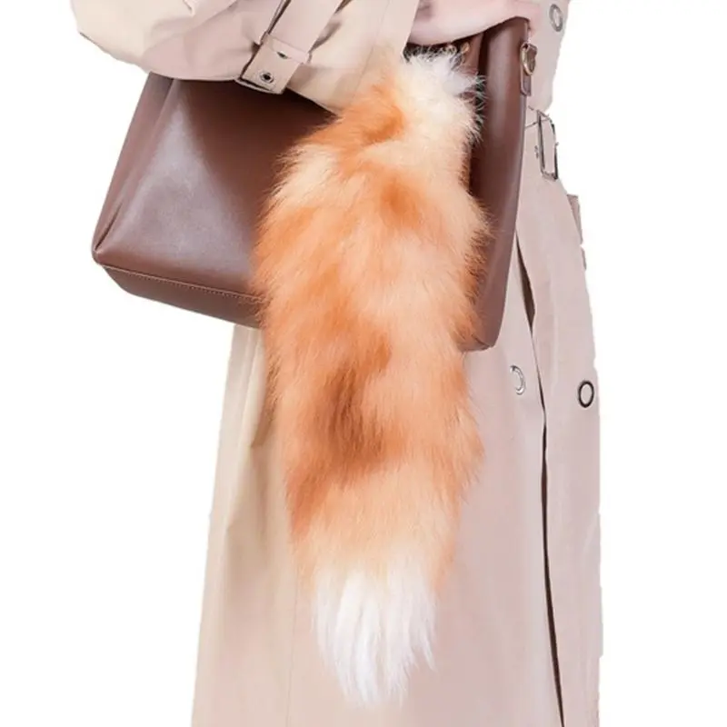 652F Long Animal Tail Keychain Plush Tail Charm Key Holder Keyring Pendant Pendant Purse Bag Charm for Handbag Backpacks