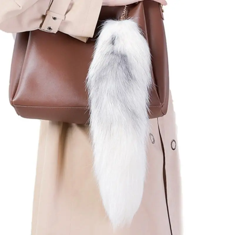 652F Long Animal Tail Keychain Plush Tail Charm Key Holder Keyring Pendant Pendant Purse Bag Charm for Handbag Backpacks