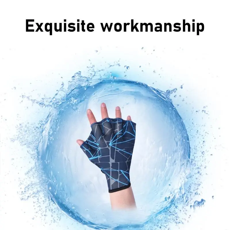 39BB Water Aerobics Swimming Webbed Gloves with Fashion Print for Swimming Pool and Beach Adult Various Water Activity Use
