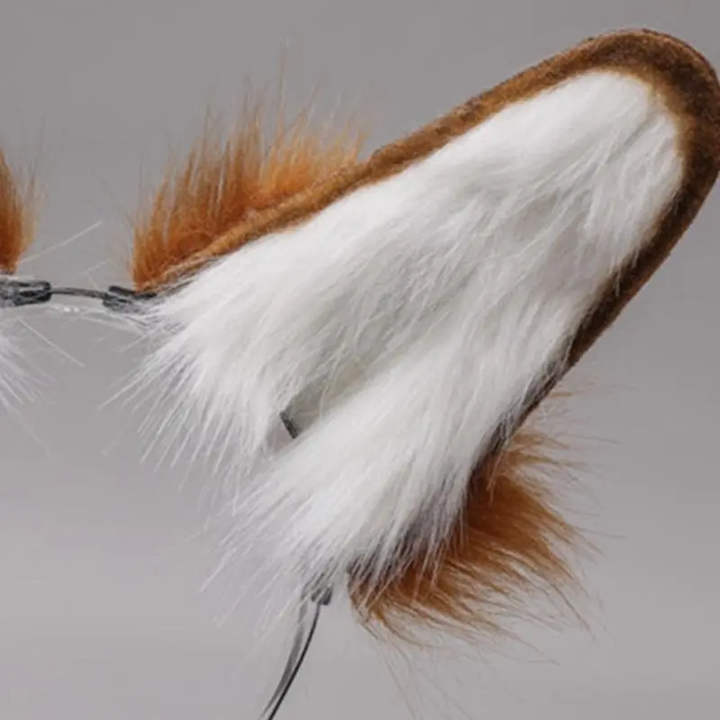 Cosplay Furry Animal Dog Ears Hair Hoop Handmade Costume Cosplay Long  Headpiece for Halloween Party Decoration