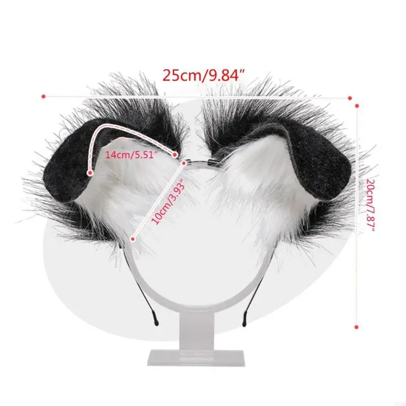 Cosplay Furry Animal Dog Ears Hair Hoop Handmade Costume Cosplay Long  Headpiece for Halloween Party Decoration