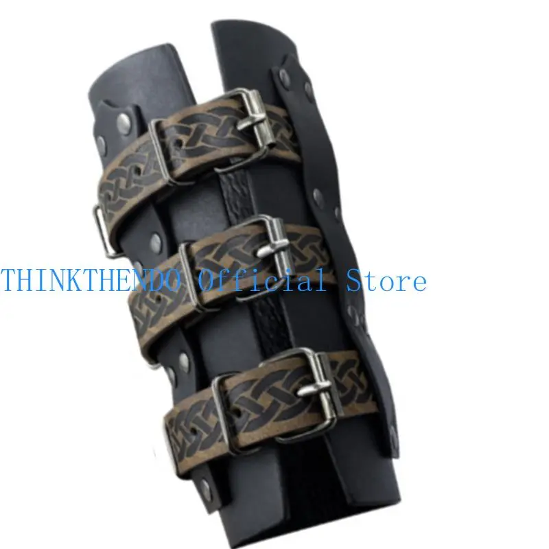 652F 2pack Adjustable PU Leather Wristband Role Playing Arm Guard Comfortable for Knights and Medieval Gatherings