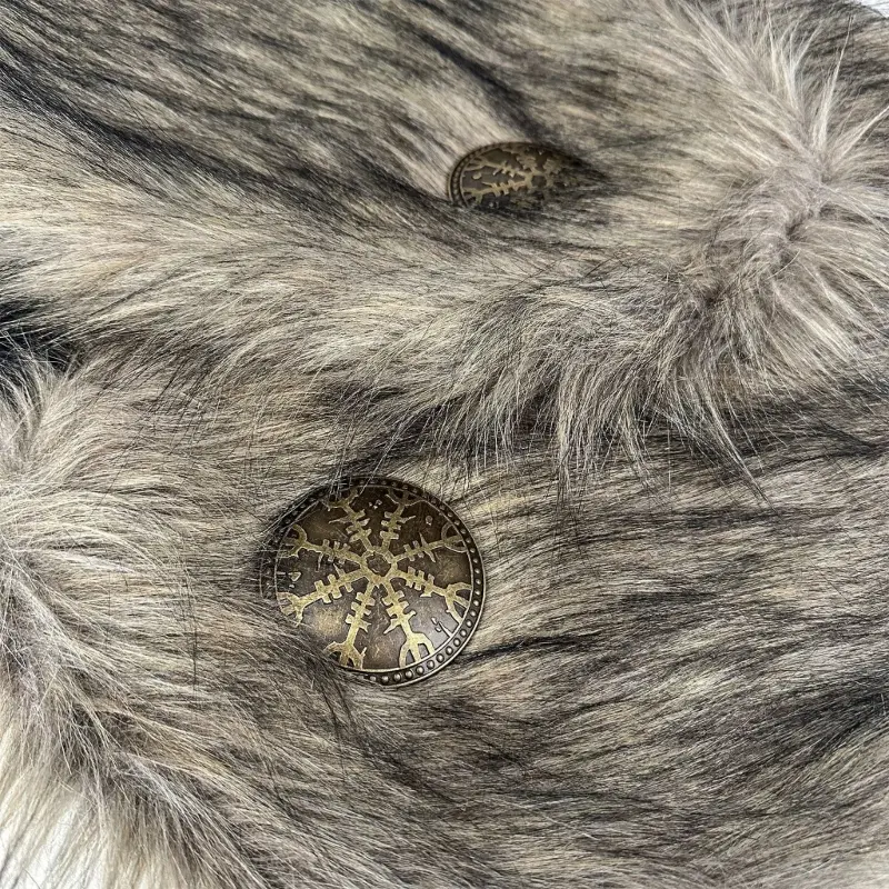 652F Medieval Furry Shawl Medieval Furry Shoulder Wrap Collar Medieval Furry Mantle Costume for Halloween Cosplay LARP Event