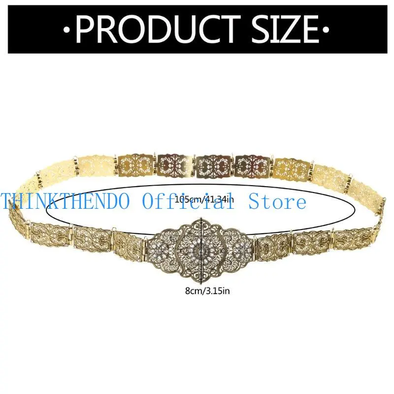 39BB Russian Caucasus Belt for Women Ethnic Long Robe Waist Belt with Rhinestones Wedding Party Waist Decorative Corset