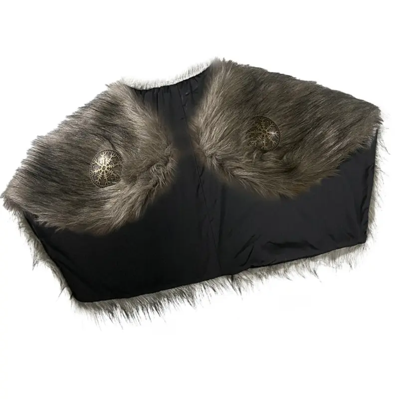 652F Medieval Furry Shawl Medieval Furry Shoulder Wrap Collar Medieval Furry Mantle Costume for Halloween Cosplay LARP Event