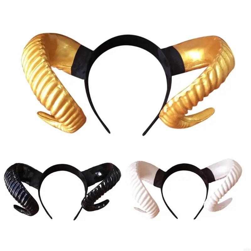 39BB Antelope Headband Halloween Demon Horn Headwear Steampunk Devil Horns Headband Devil Horn Hair Hoop Halloween Tiaras