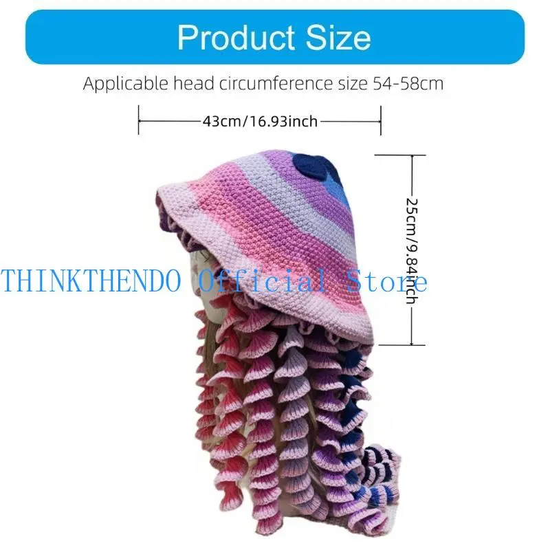 652F Fashionable Jellyfish Bucket Hat for Women Student Soft Warm Knitted Fisherman Hat for Various Occasion Photo Headwear