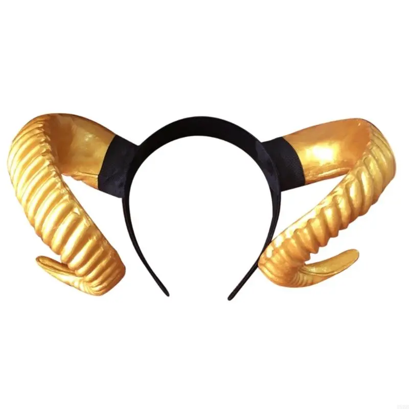 39BB Antelope Headband Halloween Demon Horn Headwear Steampunk Devil Horns Headband Devil Horn Hair Hoop Halloween Tiaras
