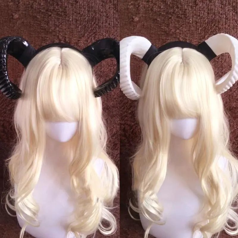 39BB Antelope Headband Halloween Demon Horn Headwear Steampunk Devil Horns Headband Devil Horn Hair Hoop Halloween Tiaras