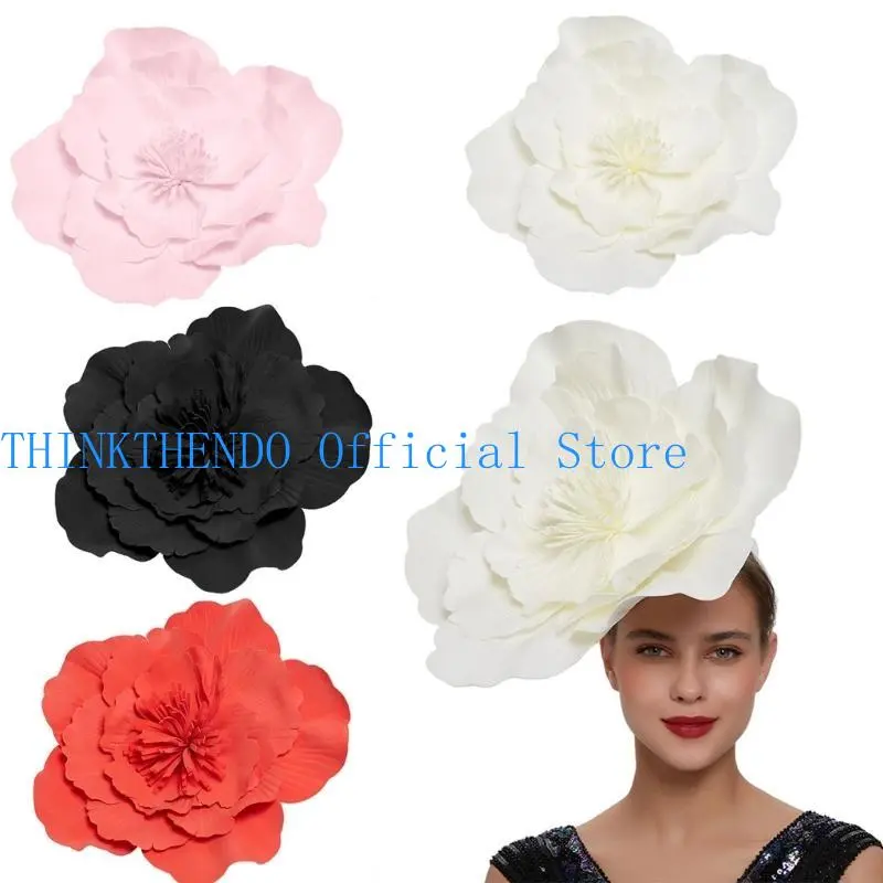 39BB Large Flower Hats For Women Flower Fascinator Hat Large Flower Headband Flower Fascinator Headband Costume Headpiece
