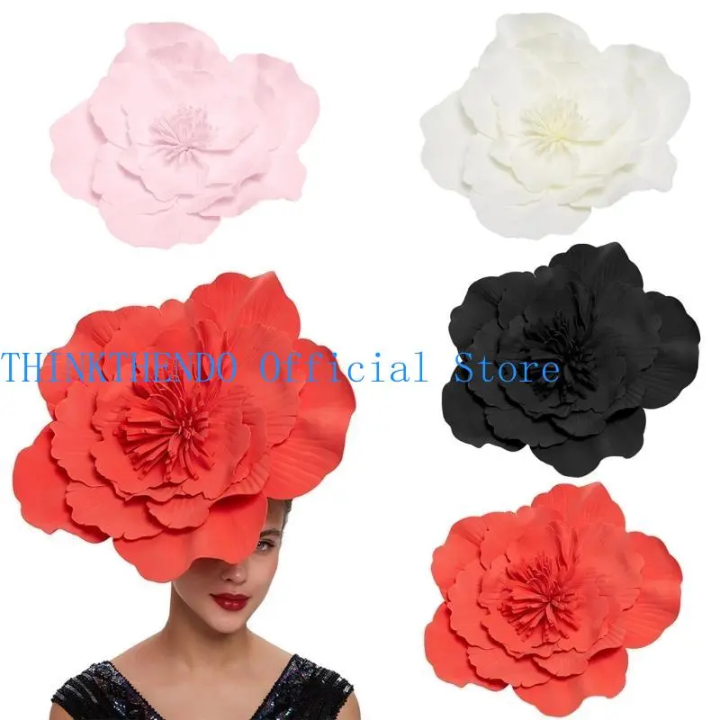 39BB Large Flower Hats For Women Flower Fascinator Hat Large Flower Headband Flower Fascinator Headband Costume Headpiece