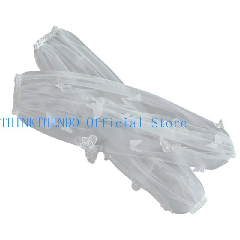 39BB Butterfly Arm Cover Long Sleeve for Bridal Gown Dress Decorative Sleeves Shirt Bishop Sleeve Decorative Long Sleeve