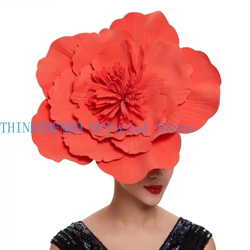 39BB Large Flower Hats For Women Flower Fascinator Hat Large Flower Headband Flower Fascinator Headband Costume Headpiece
