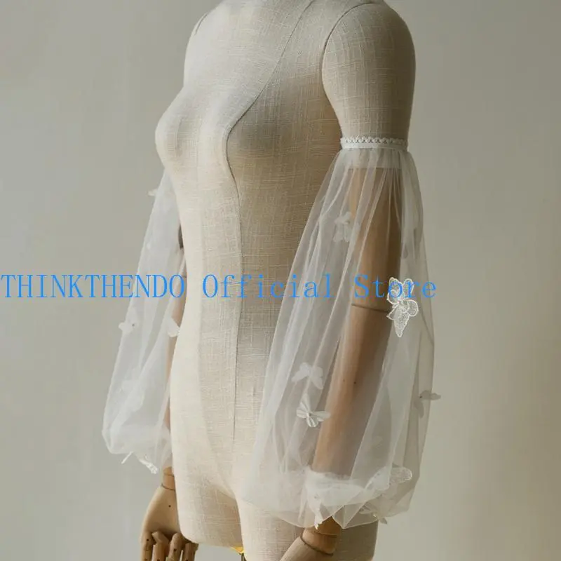39BB Butterfly Arm Cover Long Sleeve for Bridal Gown Dress Decorative Sleeves Shirt Bishop Sleeve Decorative Long Sleeve