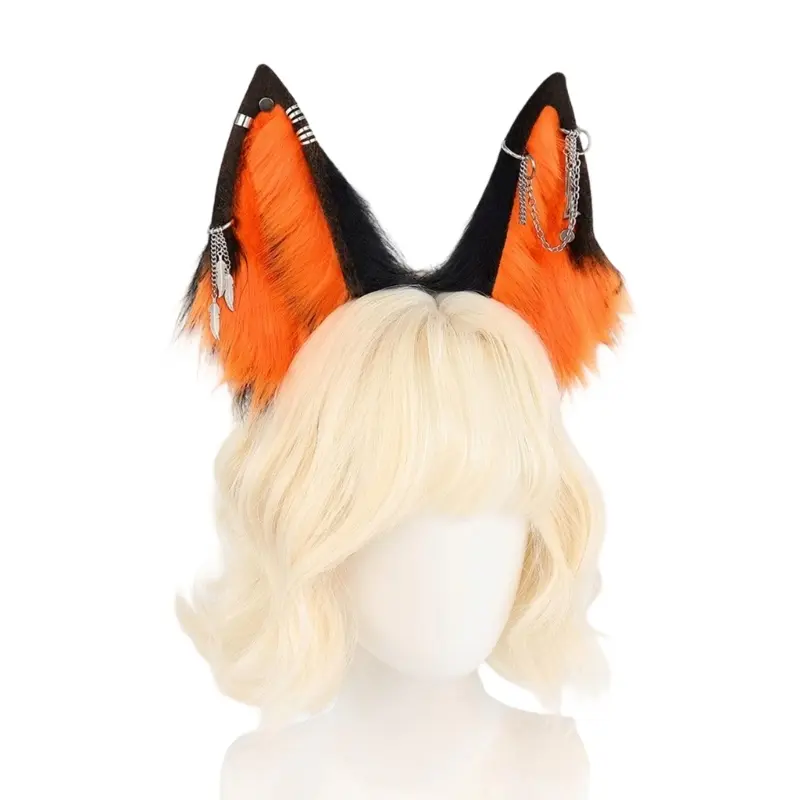 652F Animal Ear Hairband Hair Styling Accessory Soft Plush Hairhoop Roleplay Headpiece for Anime Fans and Music Festival