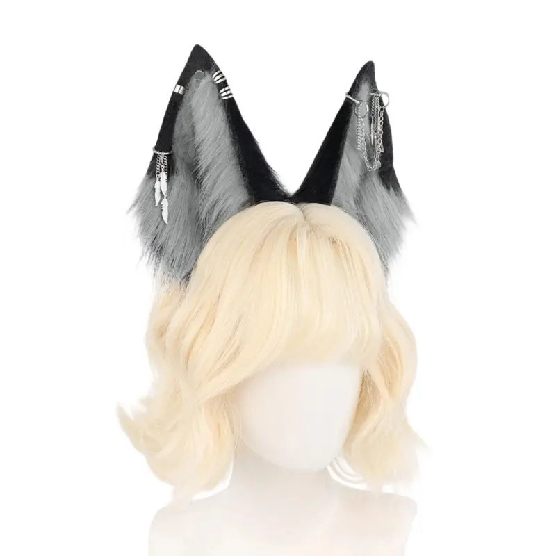652F Animal Ear Hairband Hair Styling Accessory Soft Plush Hairhoop Roleplay Headpiece for Anime Fans and Music Festival