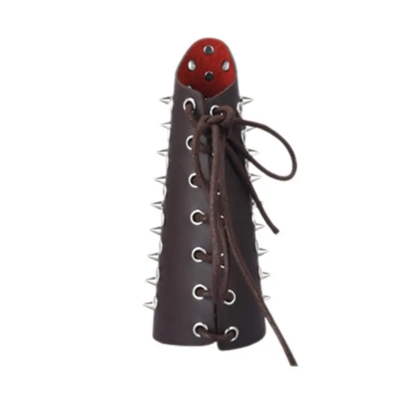 652F Exaggerate Rivet Wrist Guard Men Cosplay Vintage Knight Wristbands Adjustable Metal Hole Gauntlets Gothic Wrist Armors