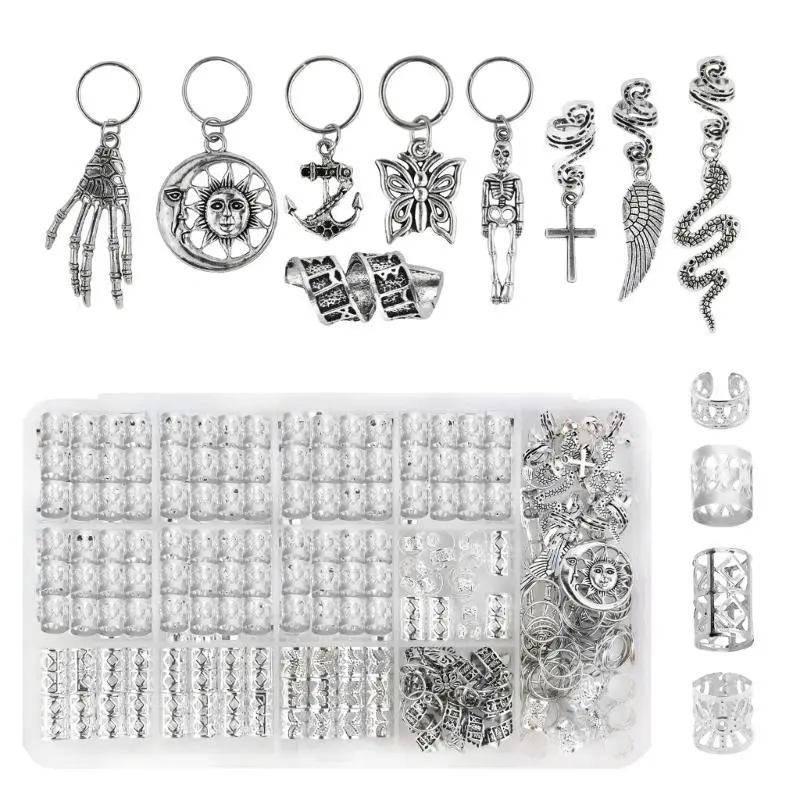 39BB Skeleton Claw Dreadlock Bead Hair Beads Loose Coil Hair Rings Hair Braiding