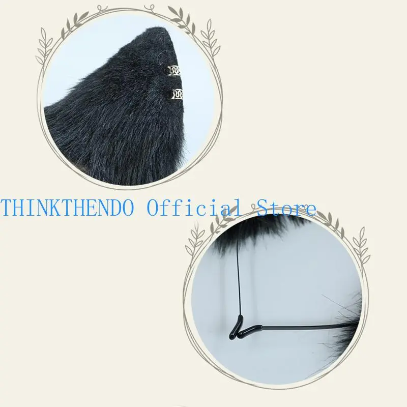 652F Fashion for  Ears Headband with Earrings Hanging Chain Flexible Hair Accessory Anime Fancy Dress Party Sweet Ornament