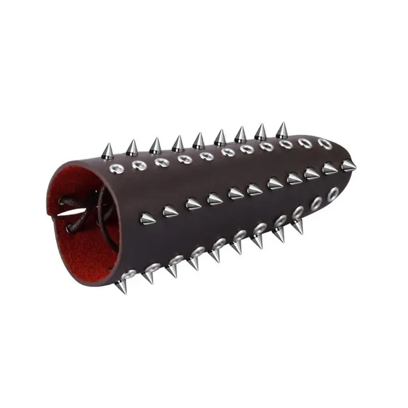 652F Exaggerate Rivet Wrist Guard Men Cosplay Vintage Knight Wristbands Adjustable Metal Hole Gauntlets Gothic Wrist Armors