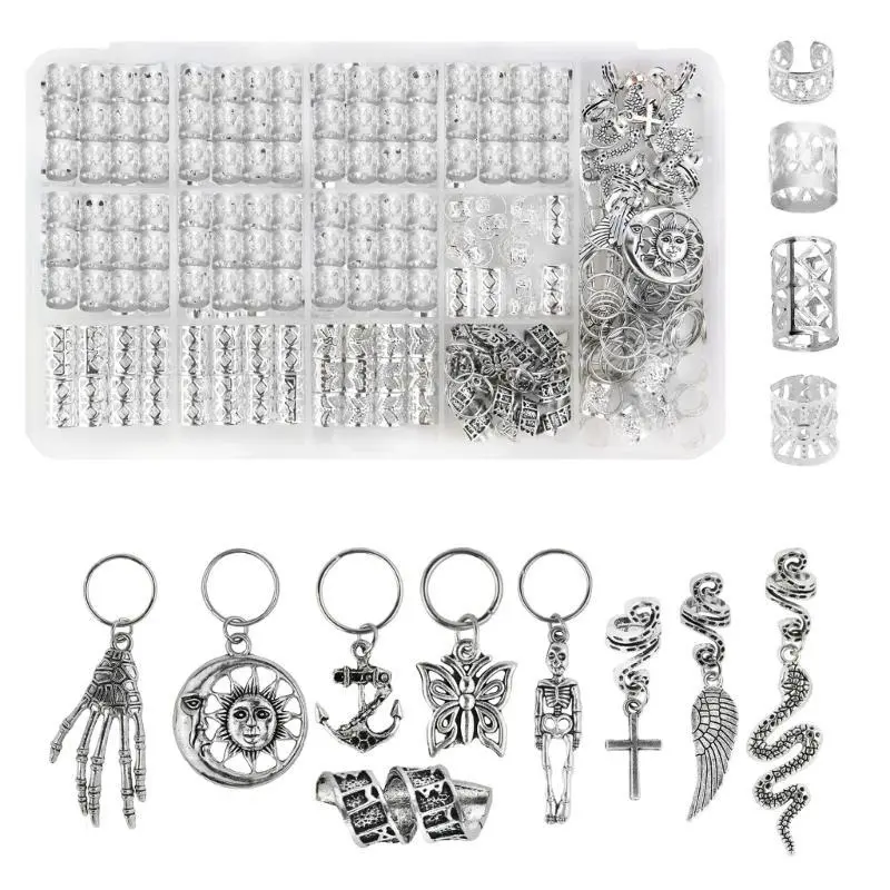39BB Skeleton Claw Dreadlock Bead Hair Beads Loose Coil Hair Rings Hair Braiding
