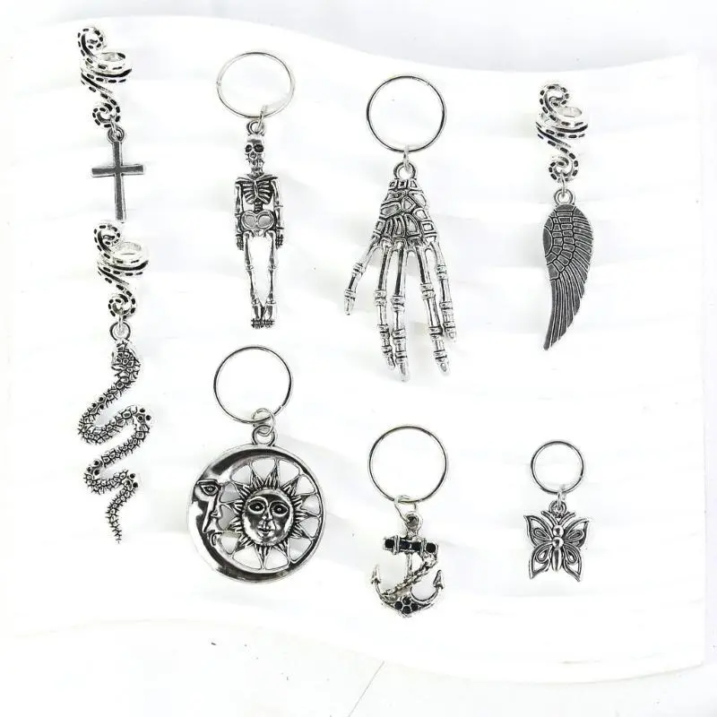 39BB Skeleton Claw Dreadlock Bead Hair Beads Loose Coil Hair Rings Hair Braiding