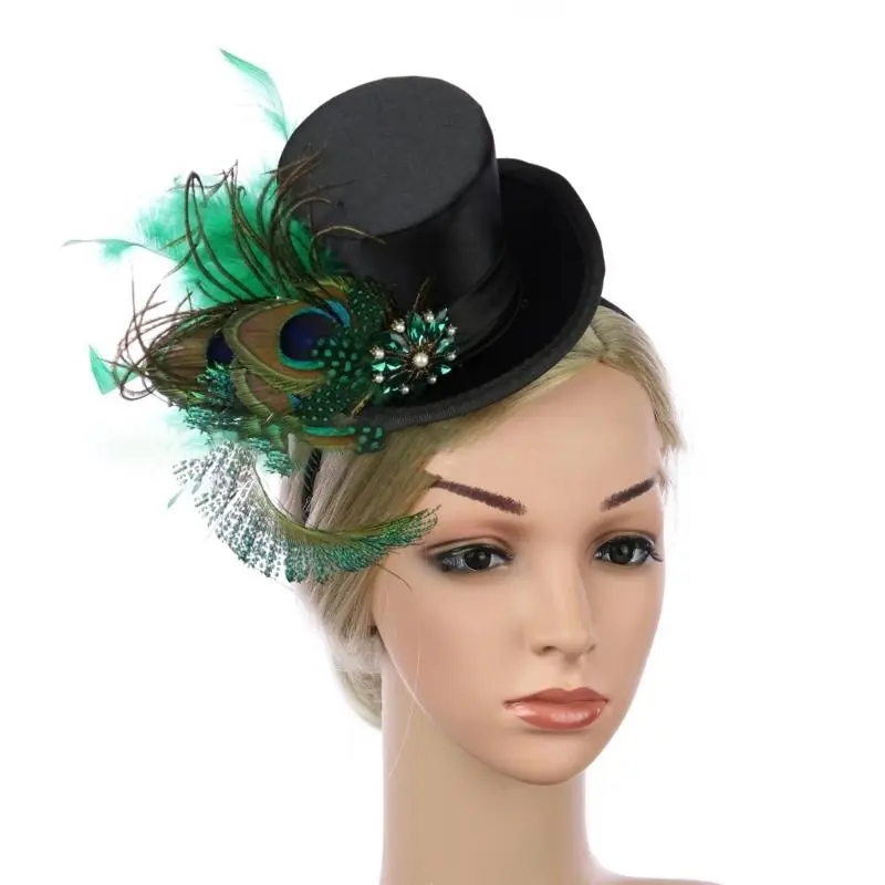 652F Elegant Fascinator Top Hat Pillbox Hat for Women Cocktail  Party Headwear Exquisite French Fascinator for Halloween