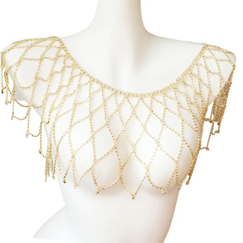 652F Hollowout Shoulder Wrap Rhinestones Shoulder Chain Decorative Jewelry For Female Night Event and Special Occasion