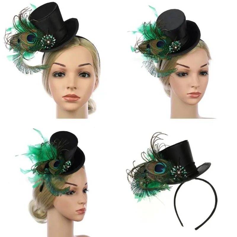 652F Elegant Fascinator Top Hat Pillbox Hat for Women Cocktail  Party Headwear Exquisite French Fascinator for Halloween