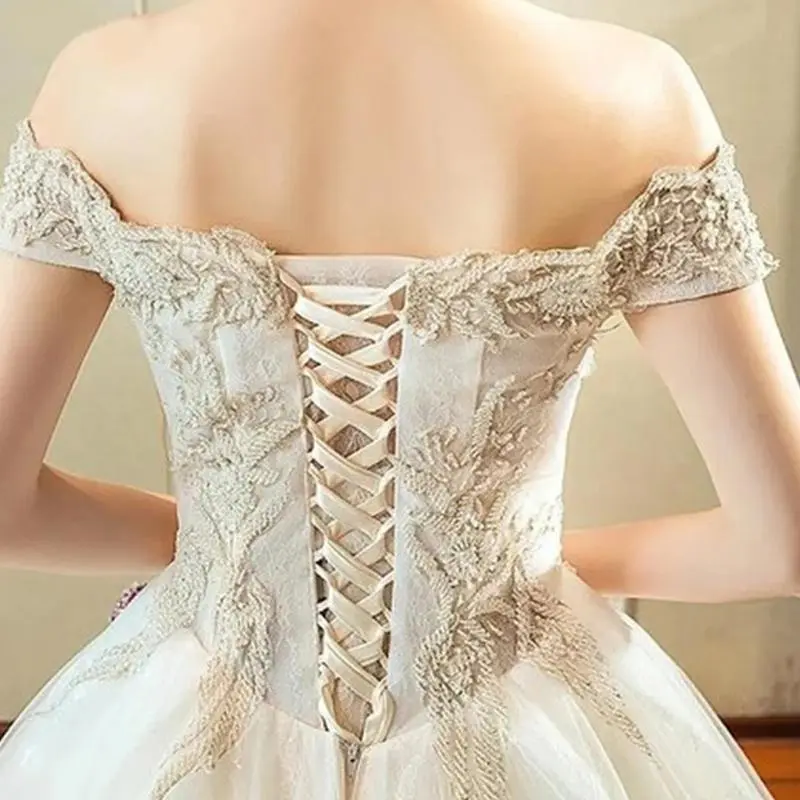 39BB Bridal Gowns Corset Back Kits with 4Meter Satined Tie Shield Cloth for Wedding Dress Zipper Replacement Dress Laceup Set