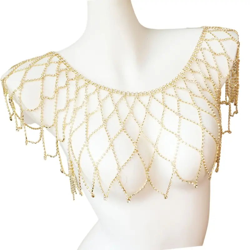 652F Hollowout Shoulder Wrap Rhinestones Shoulder Chain Decorative Jewelry For Female Night Event and Special Occasion