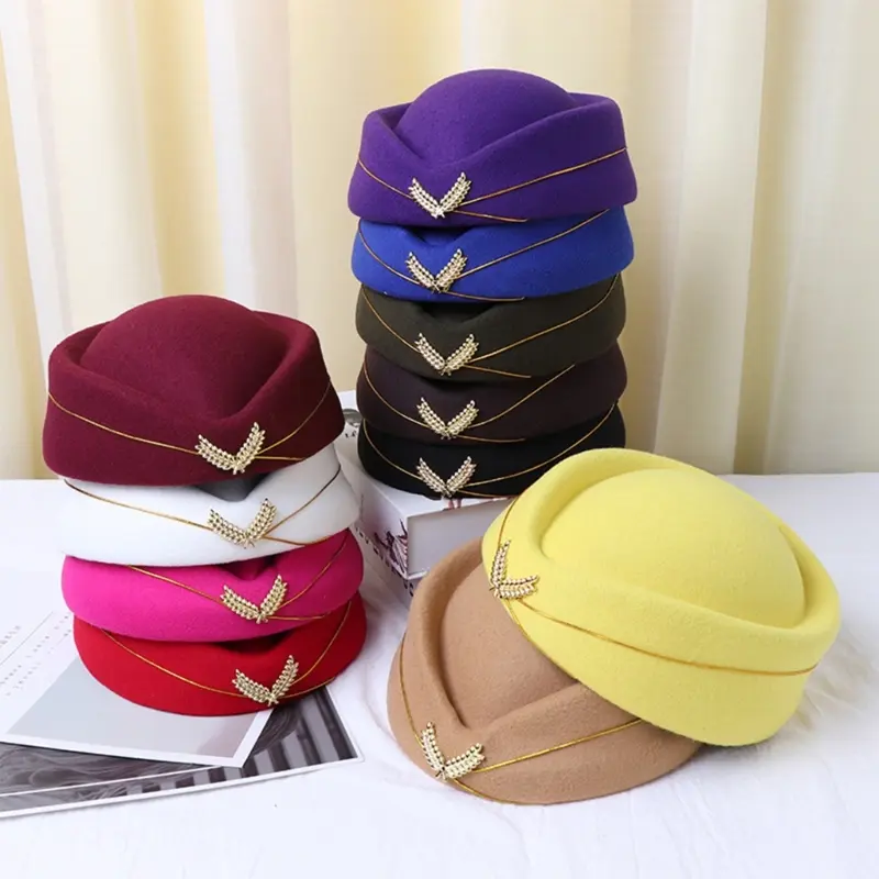 652F Stewardess Hat Hat Women Air Hostesses Hat Party Cosplay Formal Uniform Caps Accessory Party Hats Costume Accessory