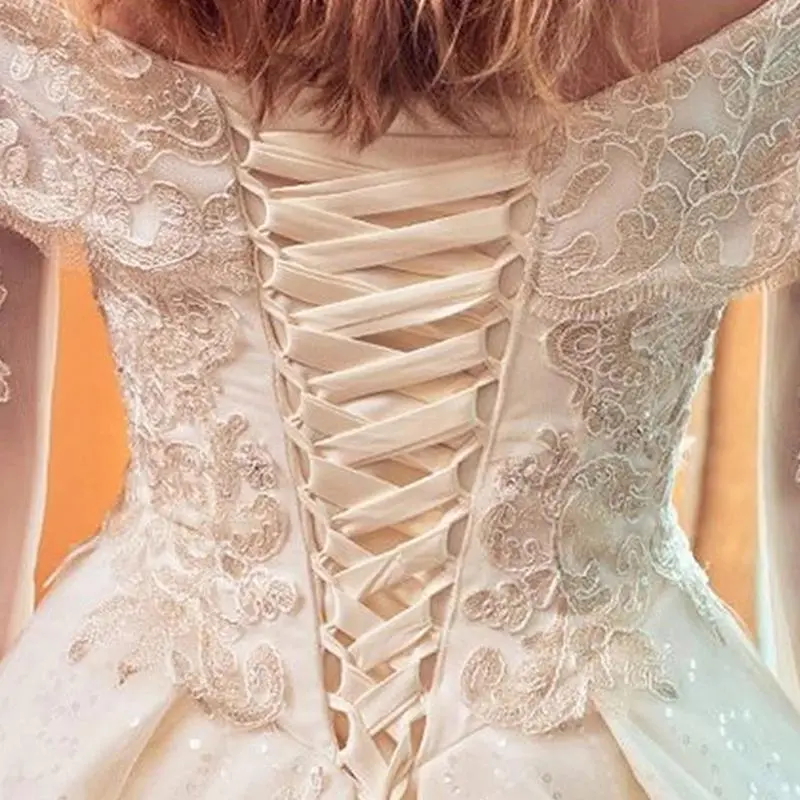 39BB Bridal Gowns Corset Back Kits with 4Meter Satined Tie Shield Cloth for Wedding Dress Zipper Replacement Dress Laceup Set