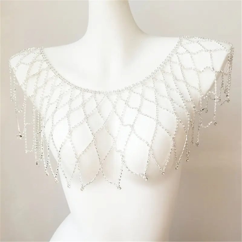 652F Hollowout Shoulder Wrap Rhinestones Shoulder Chain Decorative Jewelry For Female Night Event and Special Occasion