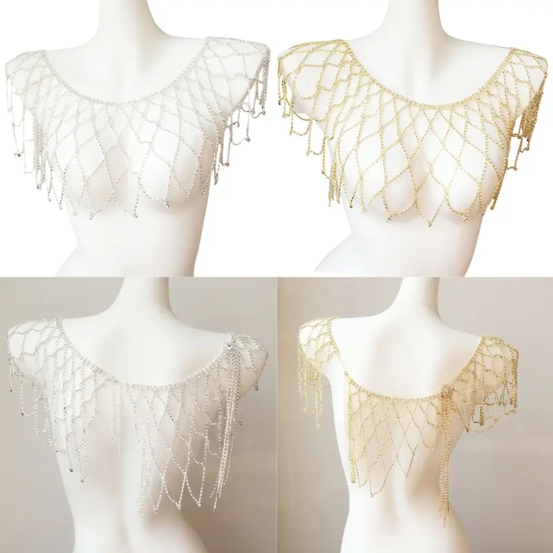 652F Hollowout Shoulder Wrap Rhinestones Shoulder Chain Decorative Jewelry For Female Night Event and Special Occasion