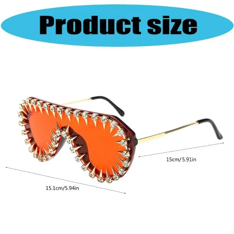 39BB Rhinestones Frame Sunglasses with Rivet Studded For Women Men Evening Parties